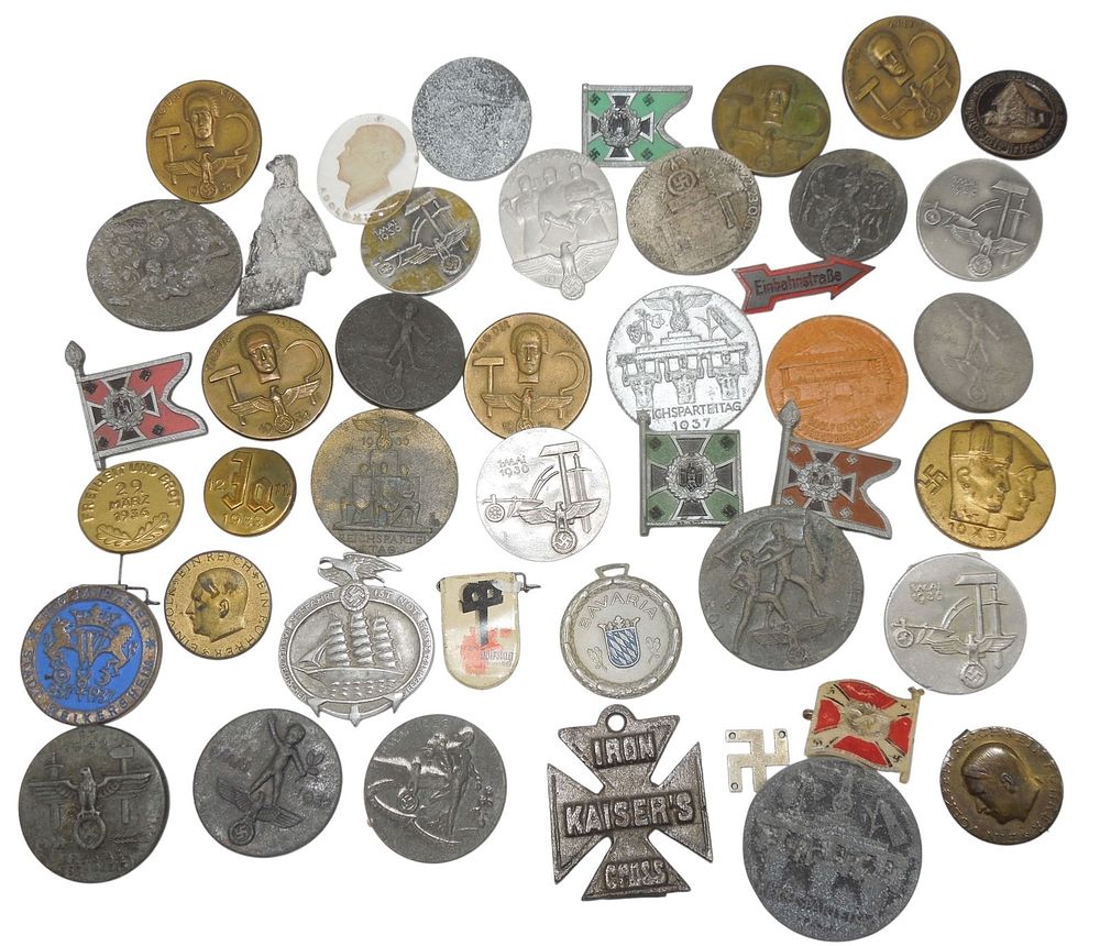 Lot 157: Huge Lot WWII German Military & NSDAP Tinnie Pins & Badges