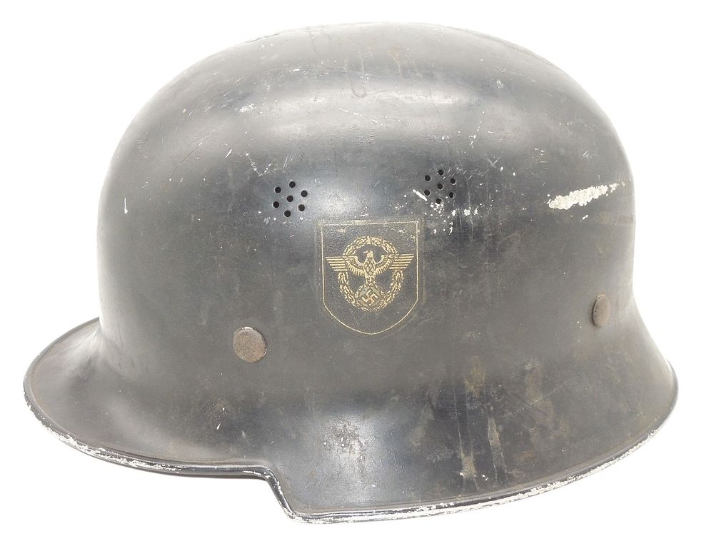Lot 162: WWII German Single Decal Police Helmet & Liner