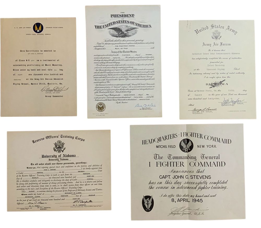 Lot 191: WWII Era Army Air Corps Named Pilot Documents Group