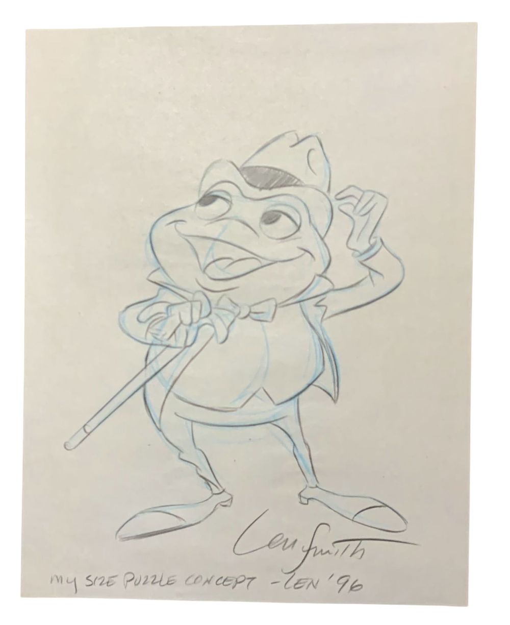 Lot 276: Disney J. Thaddeus Mr. Toad  Pencil Concept Drawing Animator Len Smith Signed