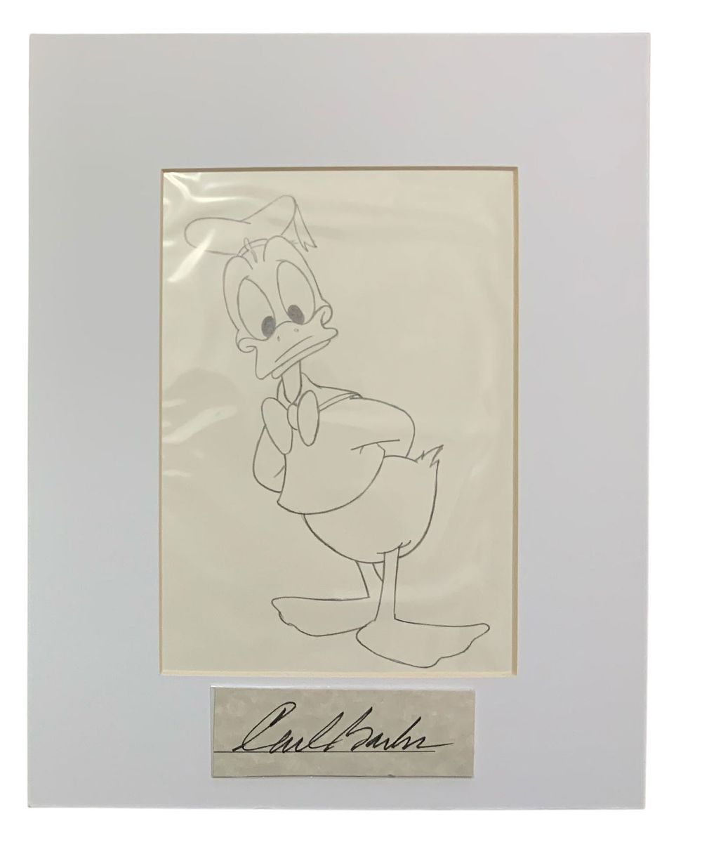 Lot 280: Disney Donald Duck Matted Pencil Concept Sketch Animator Cartooist Signed Carl Barks #1