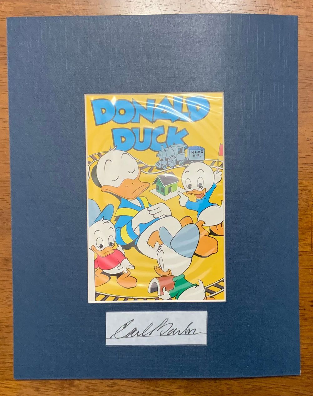 Lot 289: Disney Donald Duck & Nephews Matted Print Animator Cartoon Illustrator Carl Barks Signed