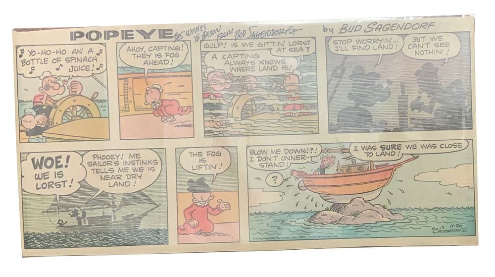 Lot 297: Popeye the Sailor Artist Bud Sagendorf Signed 1977 Comic
