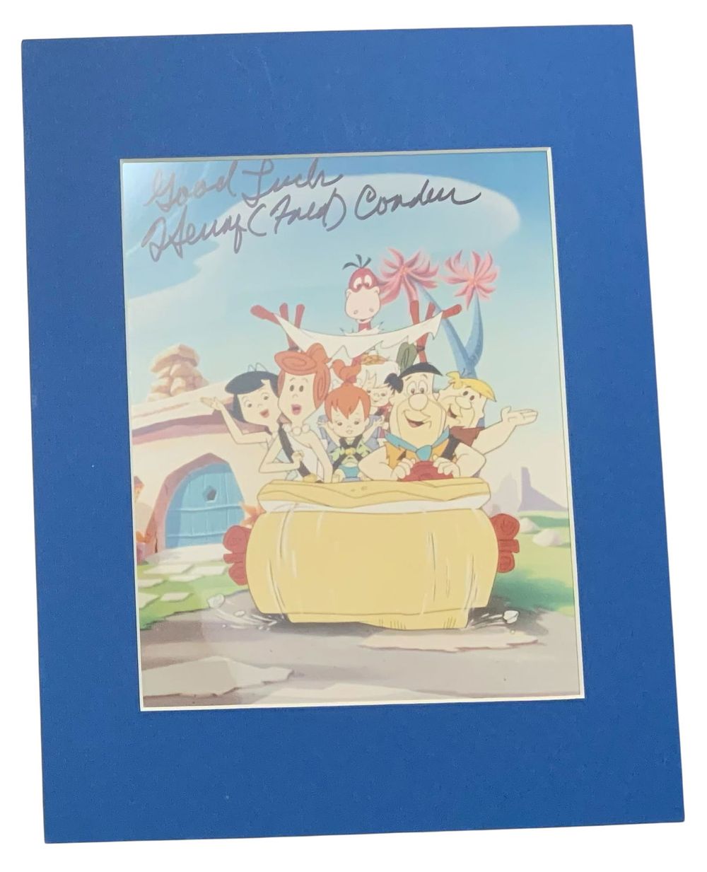 Lot 298: Signed Voice Actor Henry Corden Fred Flintstone Matted Print