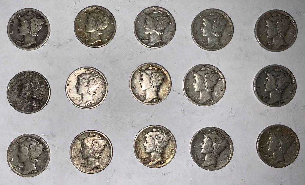 Lot 350: Mercury Silver Dime Lot (15) #6