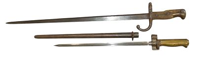 Lot (2) French Military Bayonets From the 1800s. Original as shown. Fair condition with wear 