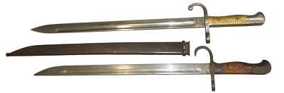 WWI - WWII Bayonets Argentina German & Japanese. Original as shown. Fair condition with wear 