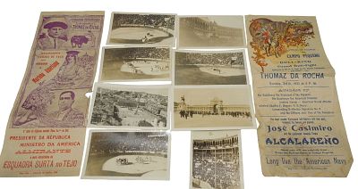 1921 Portugal Bull Fighting Playbill & Photos Lot. The playbills are in poor condition. 
