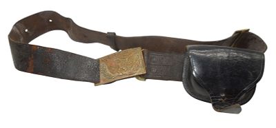 US Civil War US Army Officer Eagle Belt Buckle, Belt, & Pouch. Original as shown. Leather is 