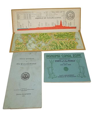 1913 -20s Panama Canal Zone Profile Map Handbook & Ports Book. Lot as shown. Condition: See 
