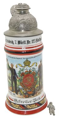 WWI German Bavarian Named Regimental Stein. Original as shown. Top piece is broken off. 