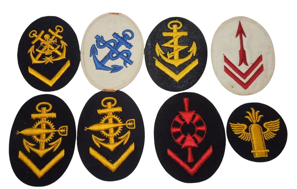Lot 143A: WWII German Kriegsmarine Navy Rarting Skill Badges Patch Lot