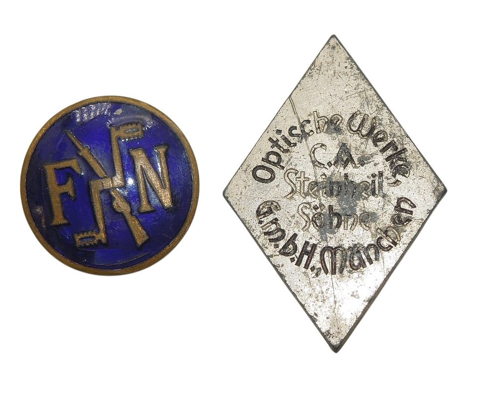 Lot 159A: WWII German Military War Factory Optical Works Worker Badge Pins