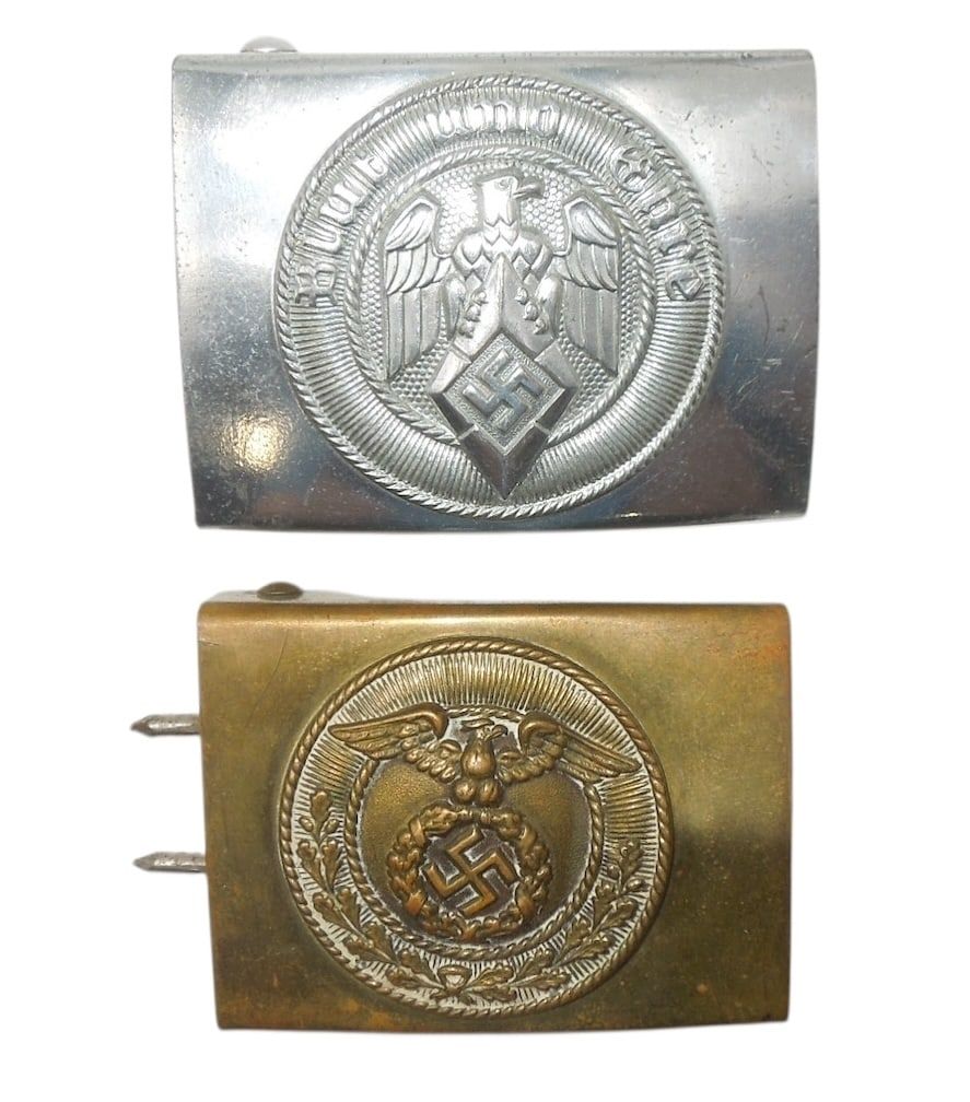 Lot 170: WWII German Uniform Belt Buckles Political & Hitler Youth