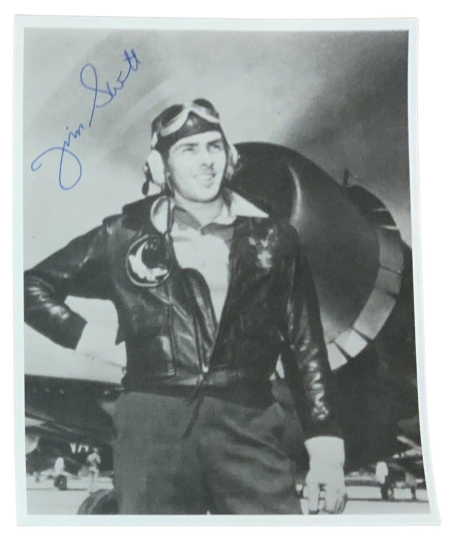 Lot 192: USMC Medal Of Honor MOH Fighter Ace Pilot Colonel James E. Swett Signed Photo