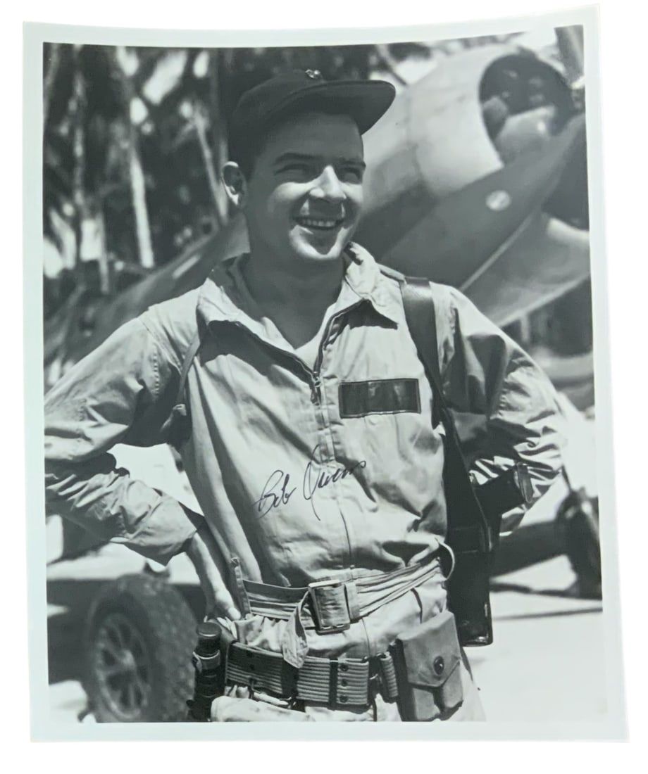 Lot 197: WWII USMC Marine Ace Pilot General Bob Owens Navy Cross Recipient Signed Photo