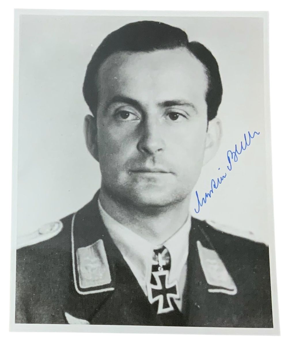 Lot 209: WWII German Luftwaffe Night Fighter Pilot Martin Becker Knights Cross Signed Photo