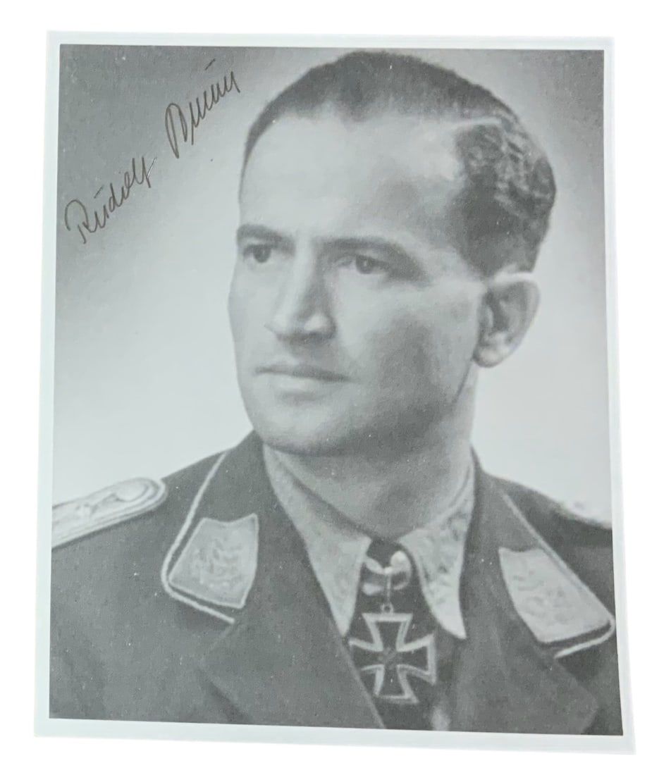 Lot 213: WWII German Rudolf Braun Luftwaffe Stuka Dive Bomber Knights Cross Signed Photo