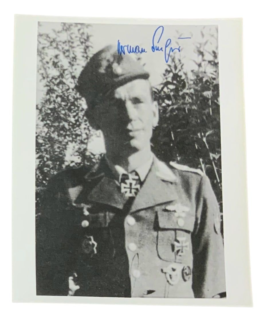 Lot 214: WWII German Luftwaffe Fighter Ace Hermann Buchner Knights Cross Signed Photo