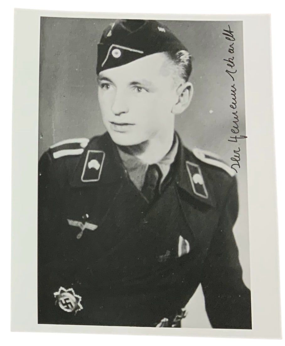 Lot 218: WWII German Wehrmacht Panzer Ace Hermann Eckardt Knights Cross Signed Photo