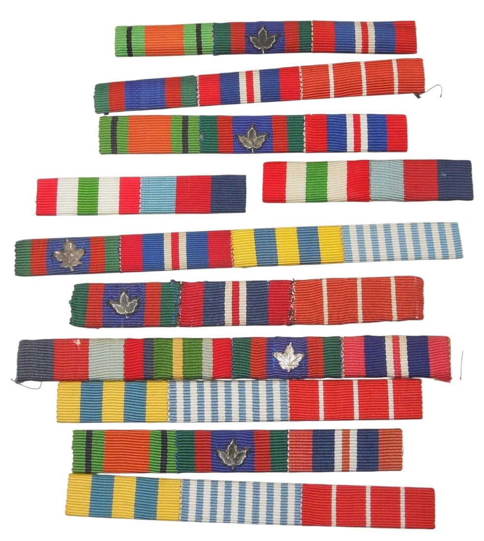 Lot 286: WWII - Korean War British & Canadian Medal Ribbon Bars Lot