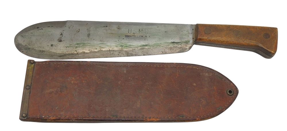 Lot 299: WWII USMC Marine Corps Bolo Knife & Scabbard