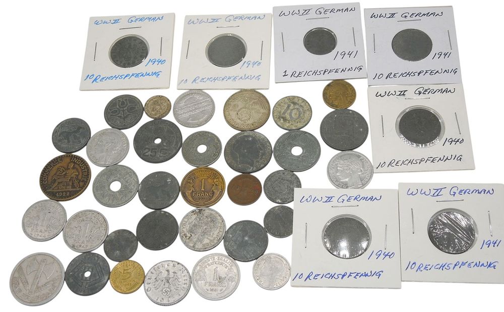 Lot 316: Lot 1920s - WWII German French & European Coins