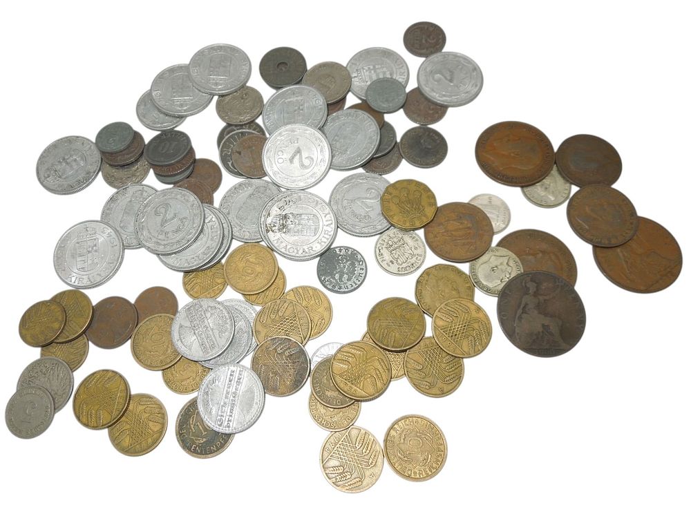 Lot 317: Lot 1920s - 90s Coins Currency of Hungary, Germany, & England