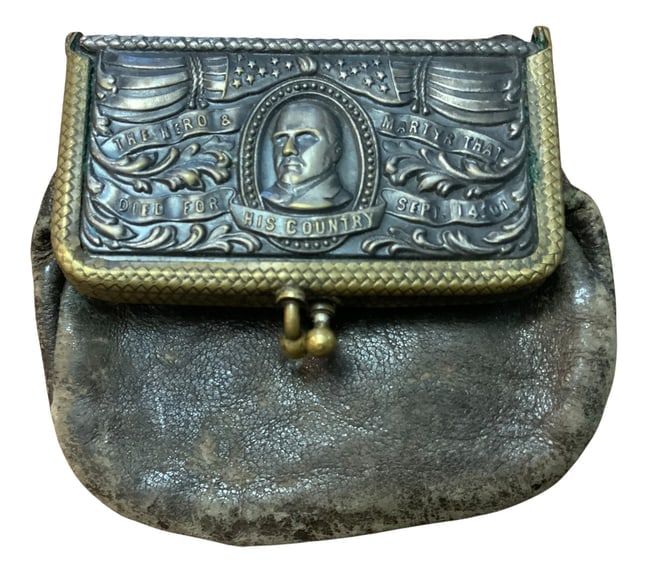 Lot 335: Early 1900s Post Assassination President McKinley Leather Coin Change Purse