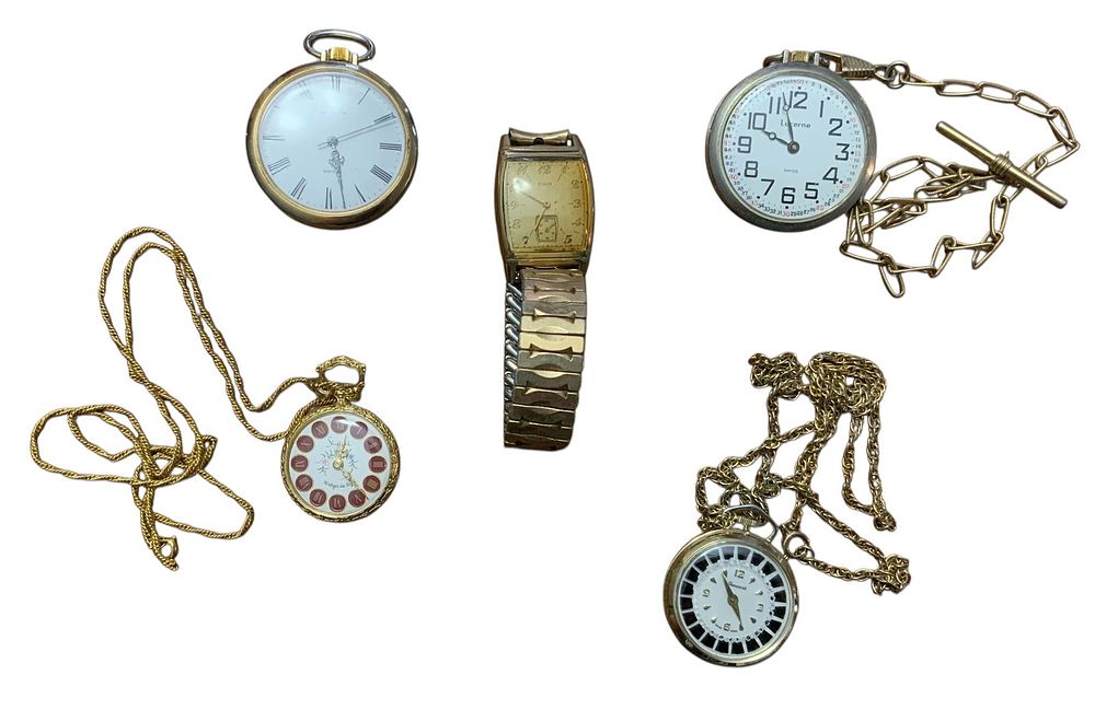 Lot 356: 1900s Watches Genovit Bernard Schaffel, Sheffield, Lucerne Basis, E. Gluck Corp., Elgin