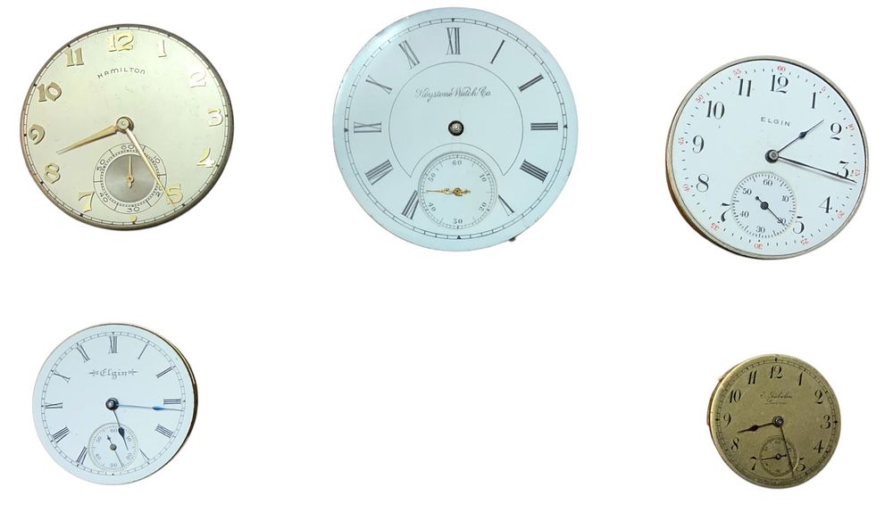 Lot 357: Unresearched Watches (5) Lot Hamilton, Elgin (2), Keystone, E. Gübelin Lucerne
