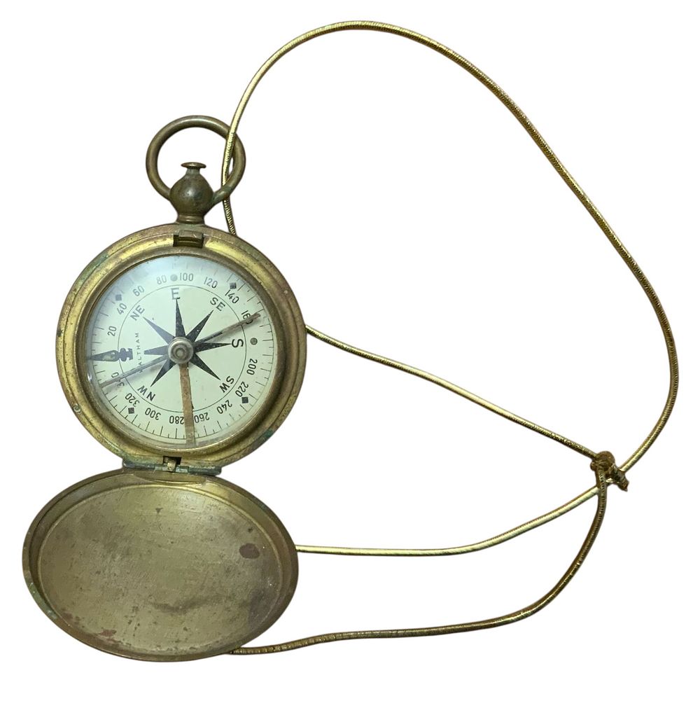 Lot 374: WWII Era U.S. Army Waltham Brass Pocket Compass