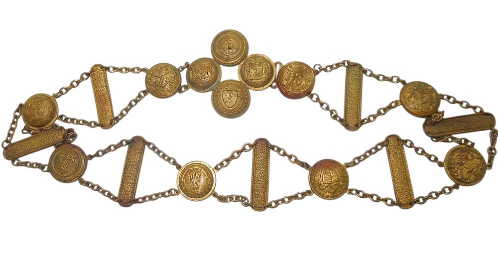 Lot 415: Civil War US Military Rhode Island South Carolina Navy Buttons Belt