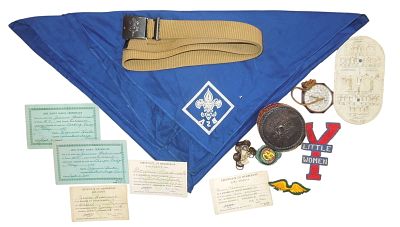 Lot Early Boy Scout & Girl Scout Patches Cards Neckerchief Belt Lot. Lot as shown. Condition 