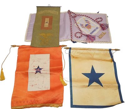 Lot WWI US Army Quartermaster & Son In Service Banners. Original as shown. Wear to the front of 