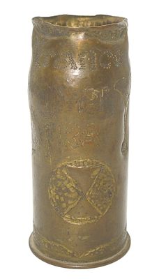 WWI US Army 7th Infantry Division 37MM Trench Art France Shell. Original as shown. Condition: 