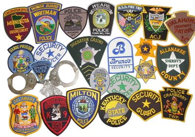 Lot Vintage Police & Security Patches & Handcuffs. Original as shown. Handcuffs are rusty. 
