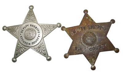 Lot (2) Vintage Sheriff Badges Steuben Indiana & Ogle Illinois. Original as shown. Condition: 