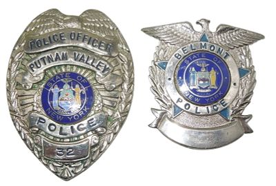 Lot (2) Vintage Police Badges Belomt & Putnam Valley New York. Original as shown. Condition: See 