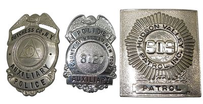 Lot (3) Vintage Police Badges Dutchess Nassau Hudson New York. Original as shown. Condition: See 