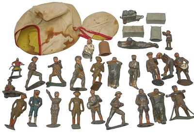 WWI - WWII Hanoil Barclay Lead Toy Soldiers & Accessories Lot. Many original pieces as shown 