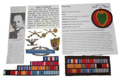 Korean War US Army Silver Star Colonel Insignia Ribbons Pins Lot 24th Division. Original as 