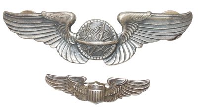 Lot (2) WWII US Army Air Force Sterling Navigator & Pilot Wings Pins. Original as shown. One 3 