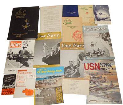WWII - Vietnam US Navy USMC Marine Corps Papers Magazines Books Menus. Original as shown. Some 