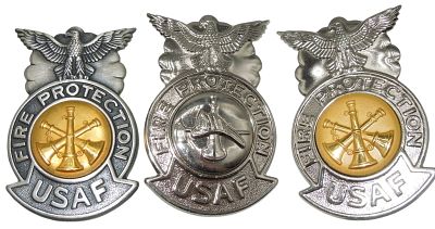 Vietnam - Modern USAF Fire Protection Firefighter & Chief Badges Lot. Original as shown. 