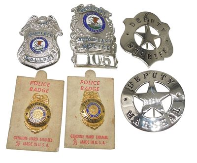Vintage 1960s - Modern Sheriff Bartlett Illinois Massachusetts Police Badges. Lot as shown. 