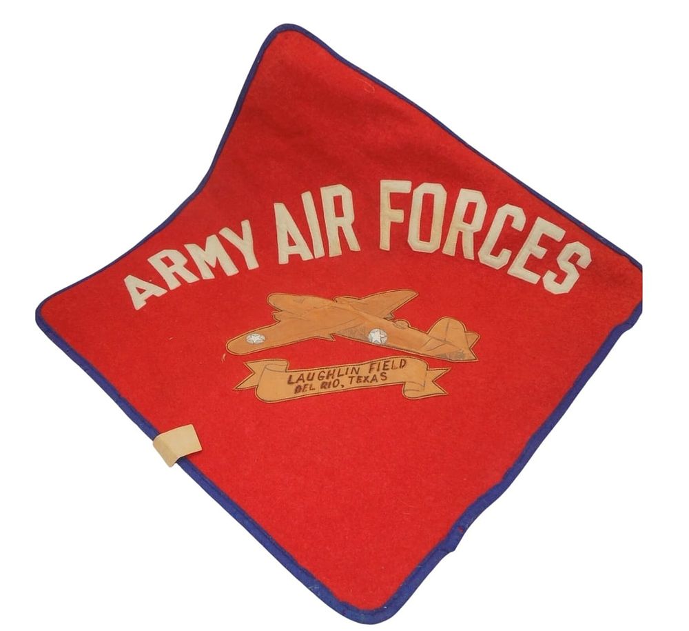 Lot 158: WWII Laughlin Field Del Rio, Texas Leather Patch US Army Air Forces Banner