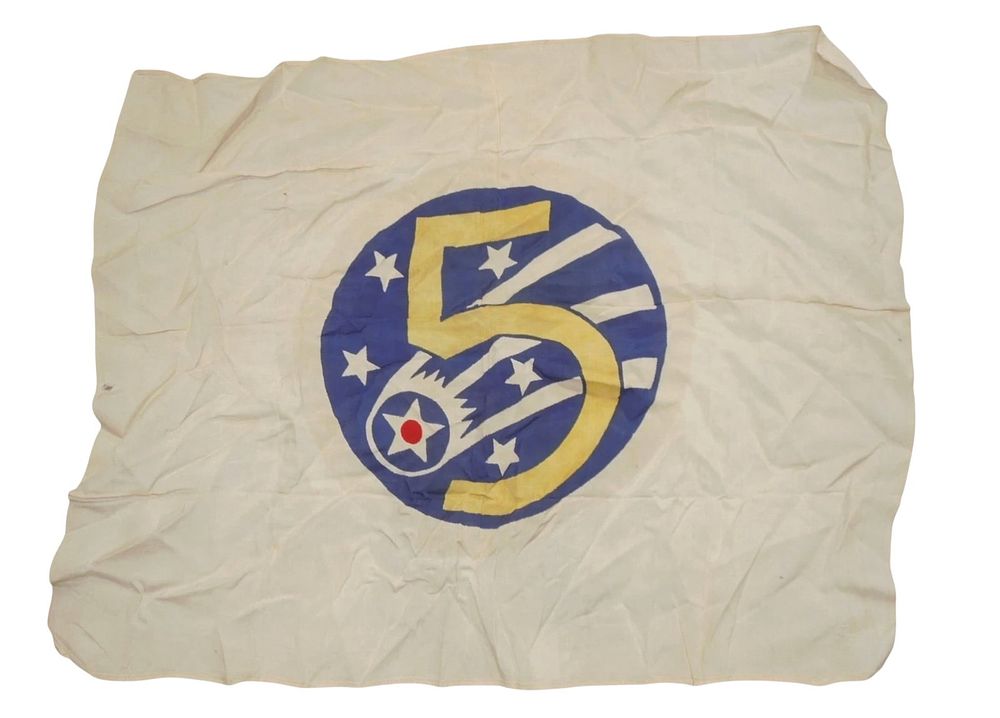 Lot 159: Original WWII US 5th Army Air Force AAF Unit Silk Flag