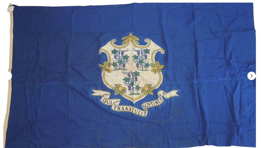 Lot 163: Original Large Connecticut Flag Flown During WWII With 1946 Letter From State