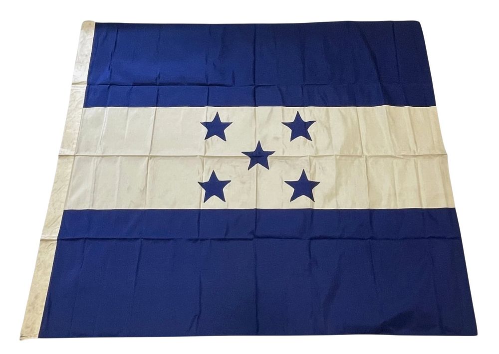 Lot 178: Early 1900s Silk Merchant Maritime Ship Flag of Honduras